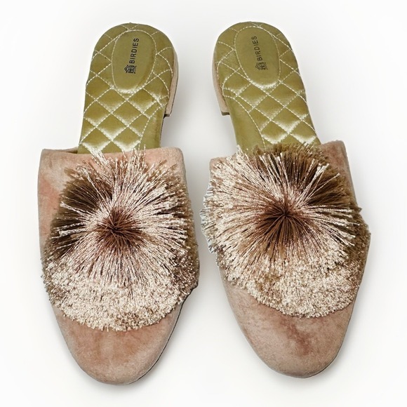 Birdies Shoes - Birdies Songbird Women's 10.5 Pom Pom Blush Pink Slippers Slip On Flats Coquette